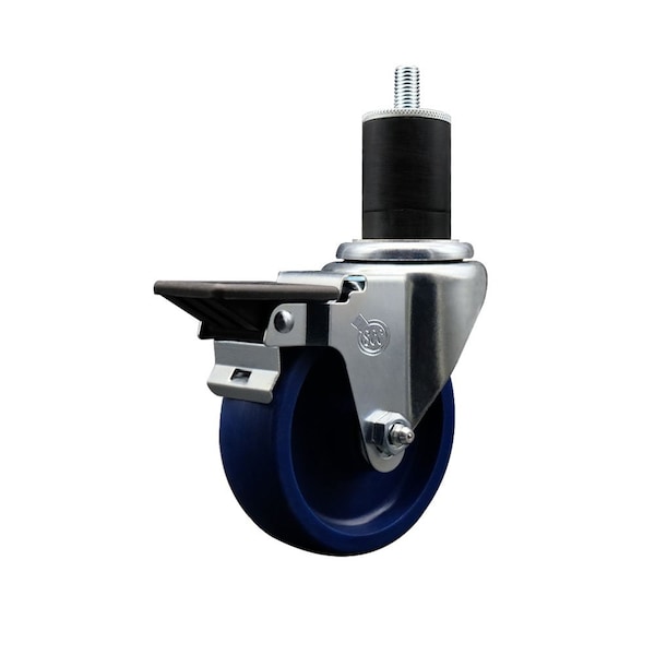 4'' Solid Poly Swivel 1-3/4'' Expanding Stem Caster with Brake